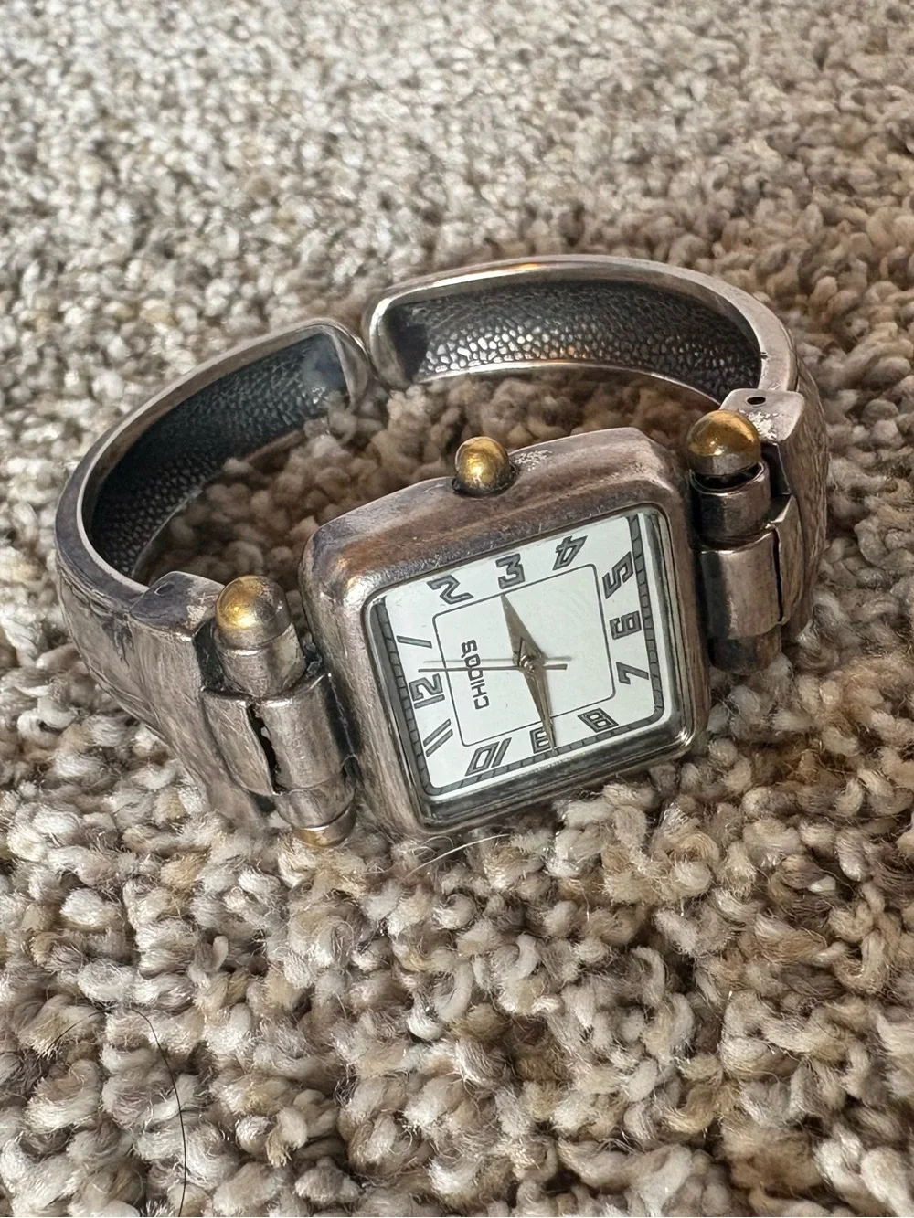 Chico’s Silver-Tone Square Dial Bracelet Watch with Gold Accents - Women’s